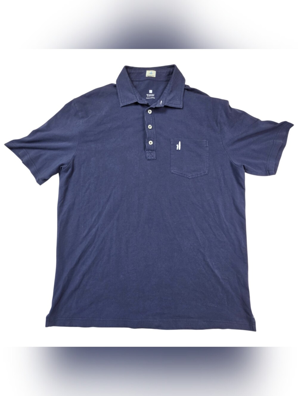 Johnnie O Polo Shirt Mens Large Blue Short Sleeve Button Up Hangin Out